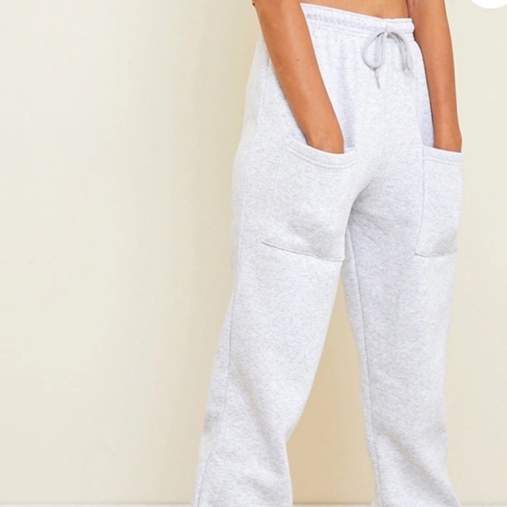 NWT PrettyLittleThing Ash Grey Thigh Pocket Casual Cuffed Joggers Sweatpants S - Picture 4 of 11